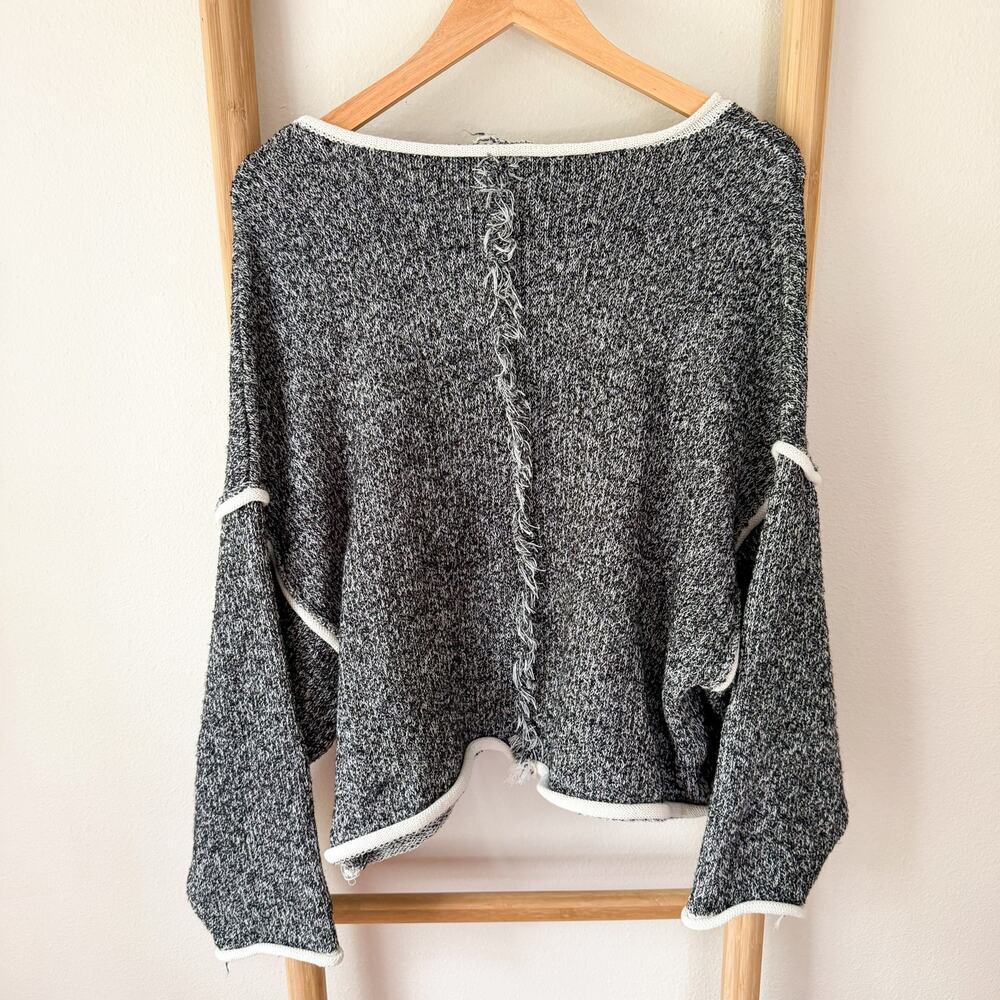 VICI Marled Knit Sweater Cutout Shoulder Raw Hem Oversized Size Medium - Picture 6 of 8
